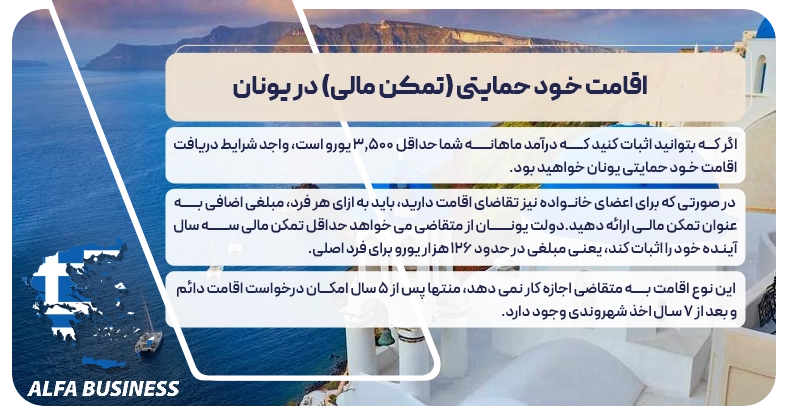 اقامت خود حمایتی (تمکن مالی) در یونان